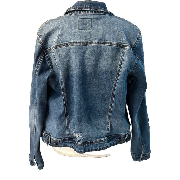 Ensean Womens 1X stretch Denim jacket, distressed/destroyed, pre-loved - Picture 4 of 9